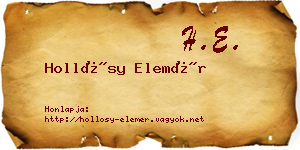 Hollósy Elemér névjegykártya